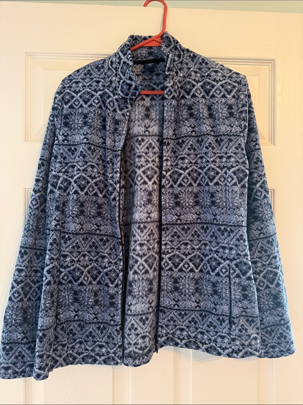 Basic Editions Navy & Light Blue Patterned Teddy Jacket